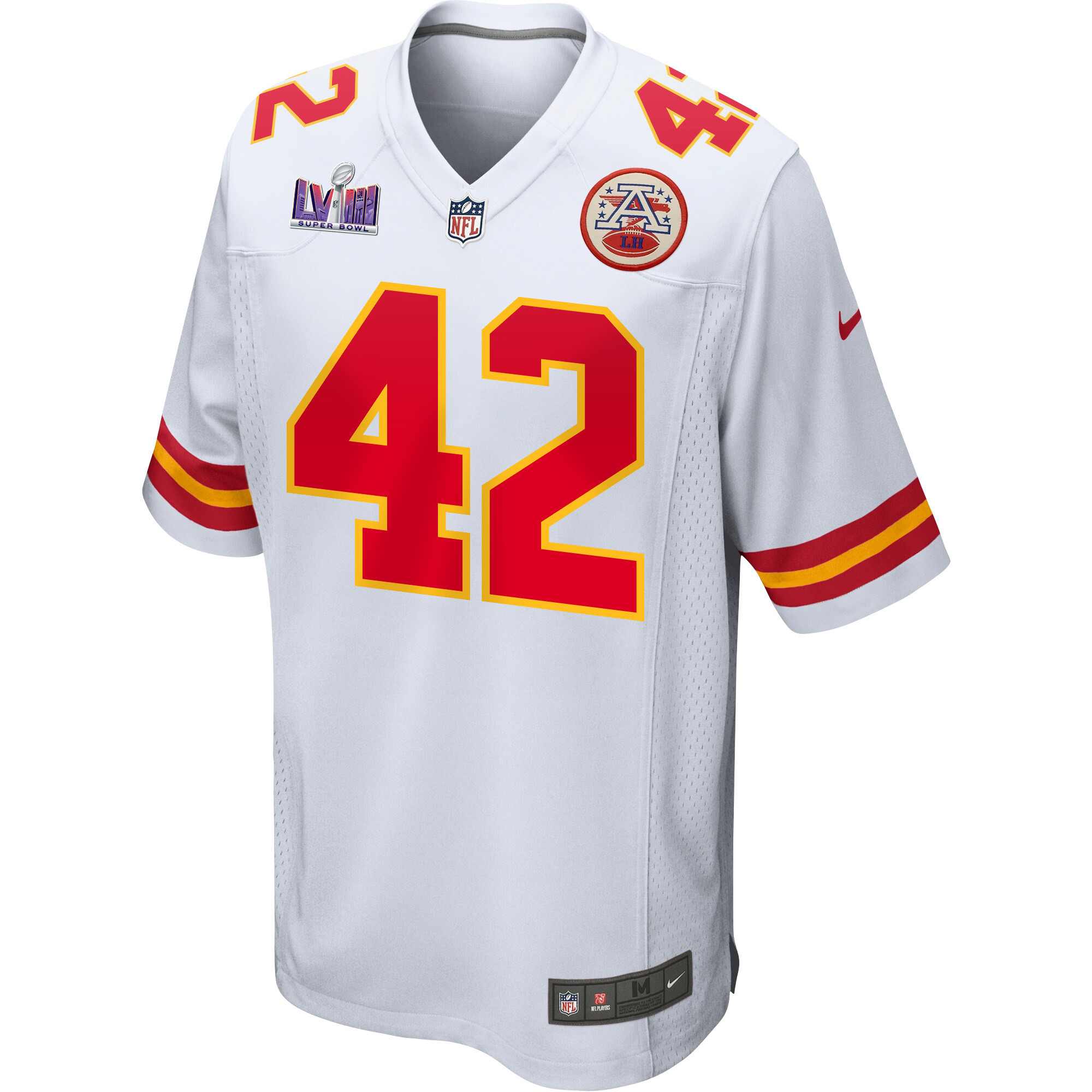 Tyree Gillespie 42 Kansas City Chiefs Super Bowl LVIII Patch Game White NFL Jersey Men's