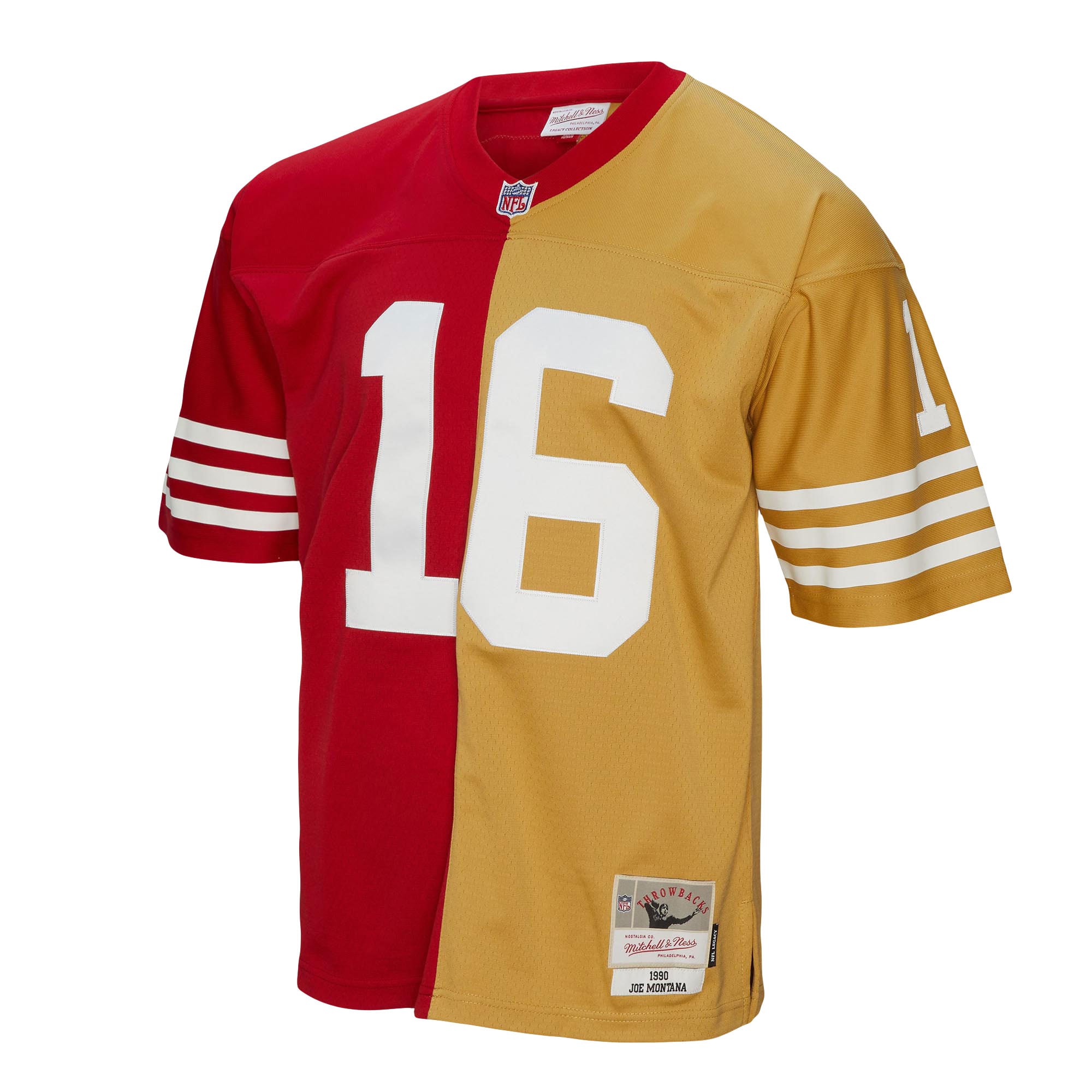 San Francisco 49ers Joe Montana Mitchell Ness Scarlet/Gold 1990 Split Legacy NFL Jersey Men's