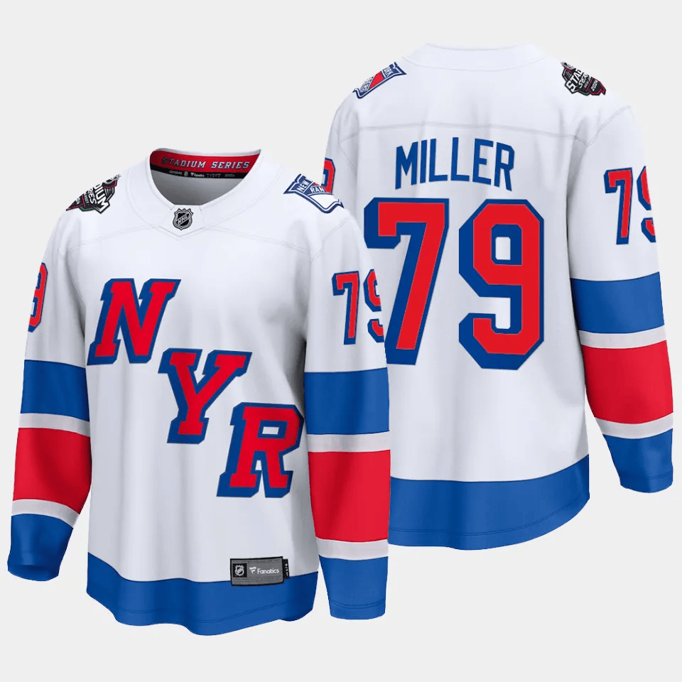 K'Andre Miller 79 New York Rangers 2024 Stadium Series Patch Breakaway White NHL Jersey Men's