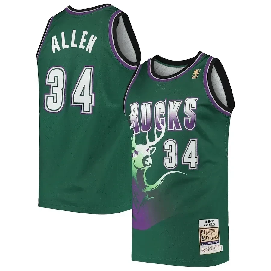 Ray Allen Milwaukee Bucks Mitchell Ness 1996 Hardwood Classics Green NBA Jersey Men's