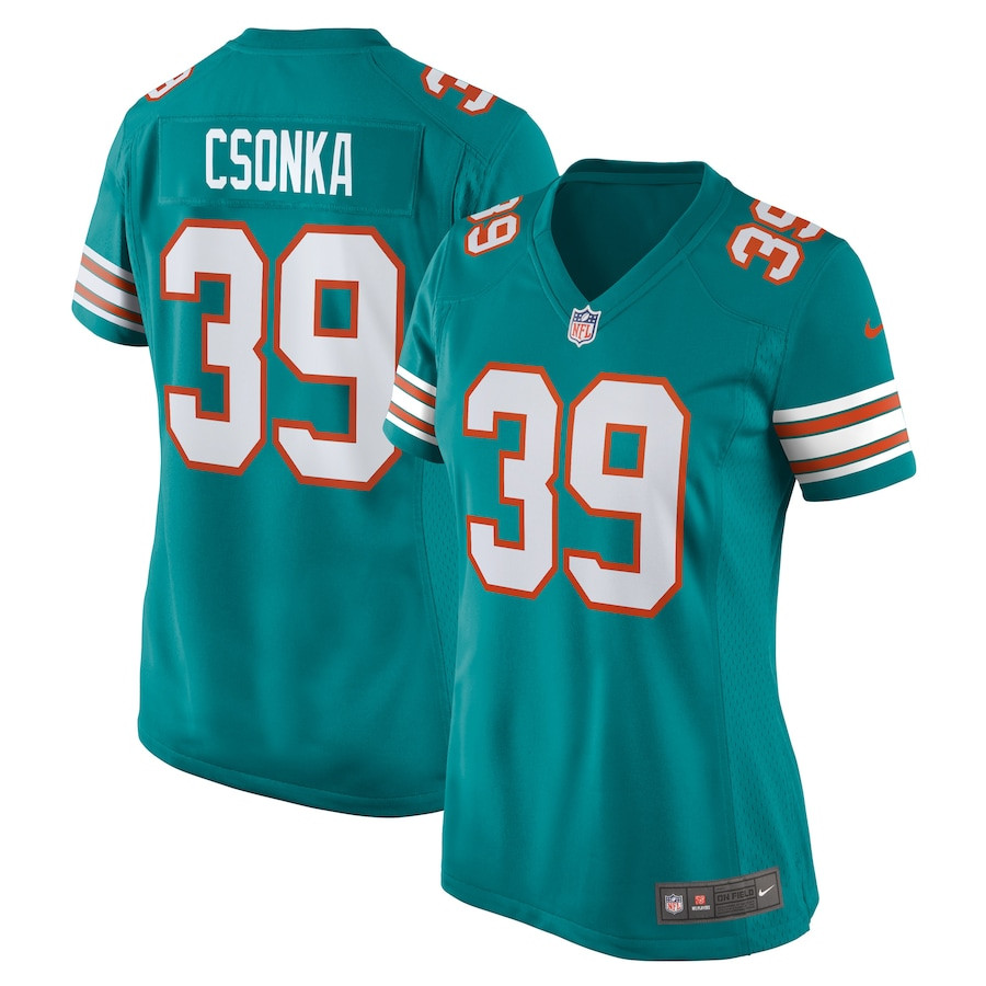 Larry Csonka 39 Miami Dolphins Retired Aqua NFL Jersey Women's