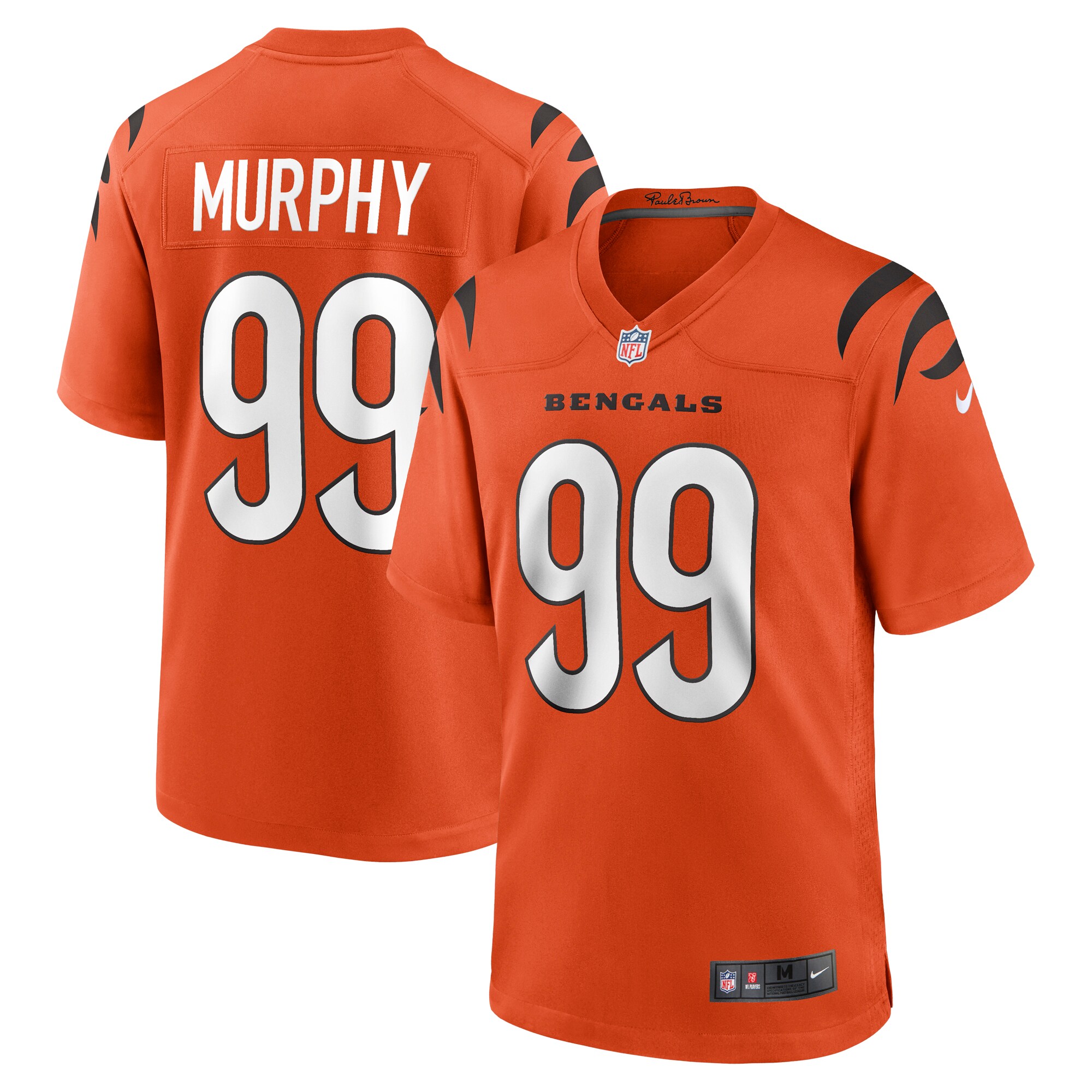 Cincinnati Bengals Myles Murphy Orange Team Game NFL Jersey Men's