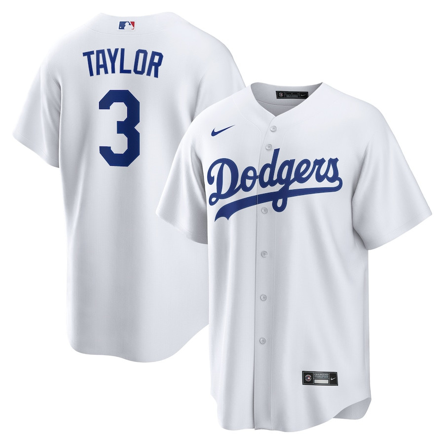 Chris Taylor 3 Los Angeles Dodgers White MLB Jersey Men's