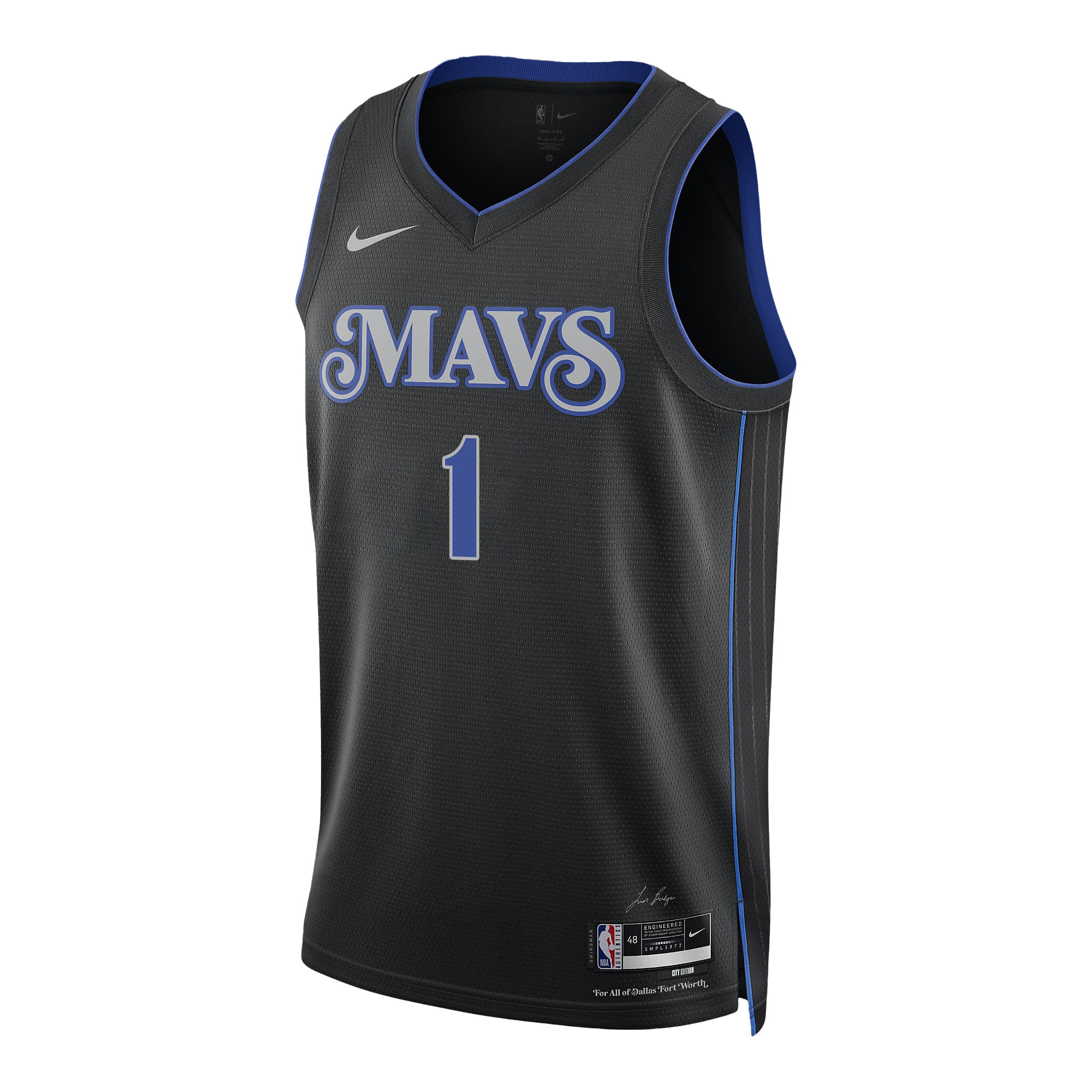 Jaden Hardy 1 Dallas Mavericks 2024 FINALS PATCH Swingman City Edition Black NBA Jersey Men's