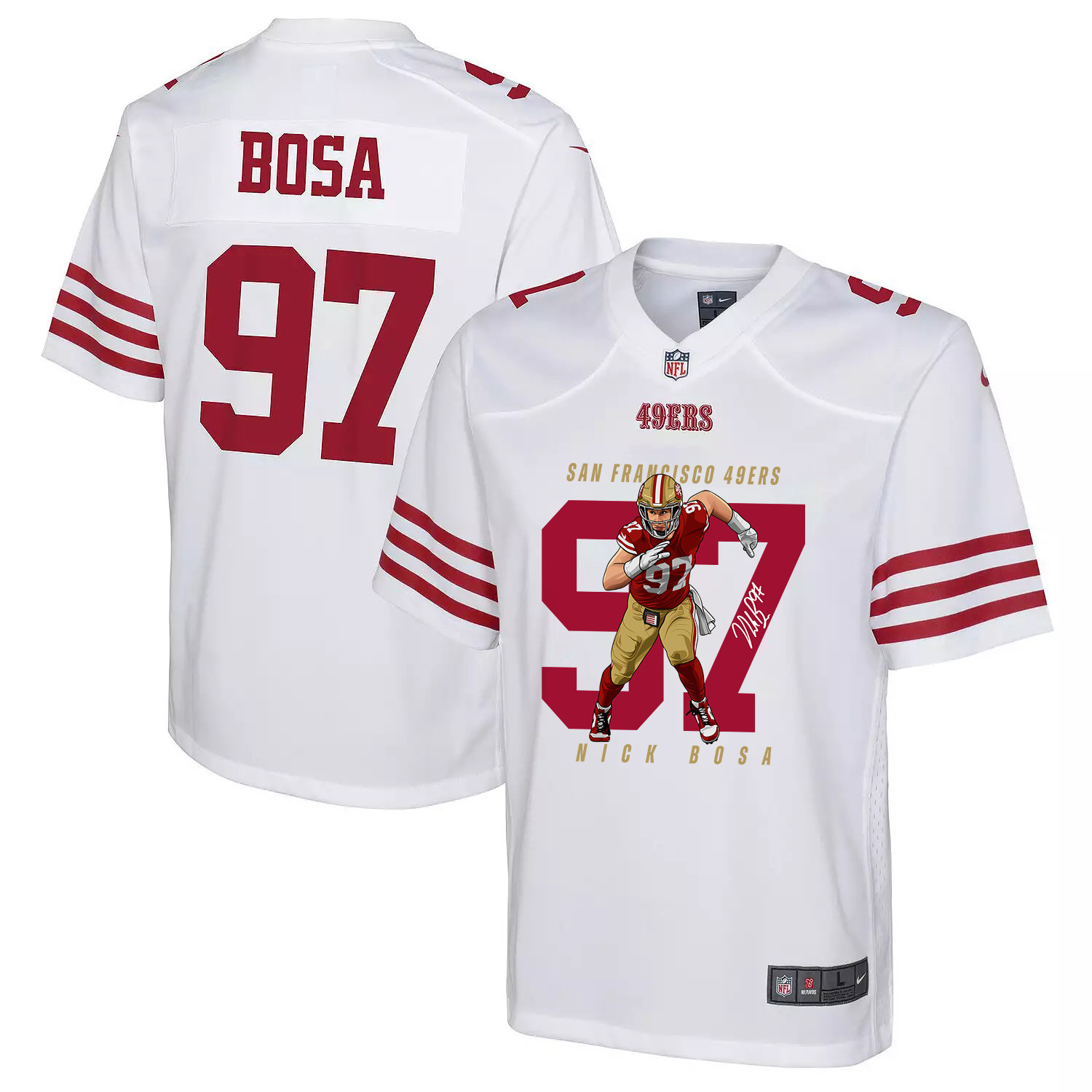 Nick Bosa 97 San Francisco 49ers Run Bosa Run Game White NFL Jersey Youth