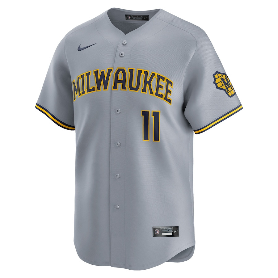 Jackson Chourio 11 Milwaukee Brewers Away Limited Gray MLB Jersey Men's