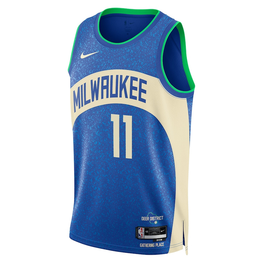 Brook Lopez 11 Milwaukee Bucks 2023/24 City Edition Swingman Royal NBA Jersey Men's