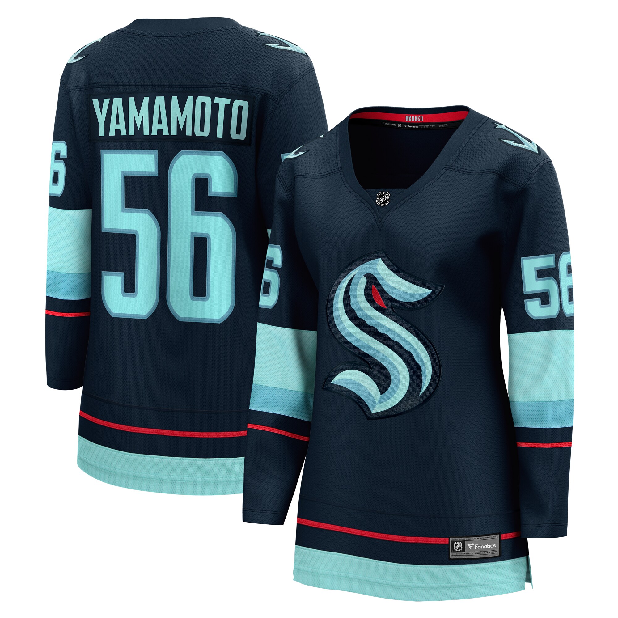Seattle Kraken Kailer Yamamoto Deep Sea Blue Home Breakaway Player NHL Jersey Women's