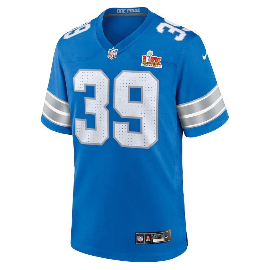 Jake Bates #39 Detroit Lions Super Bowl LIX Blue NFL Jersey Men's