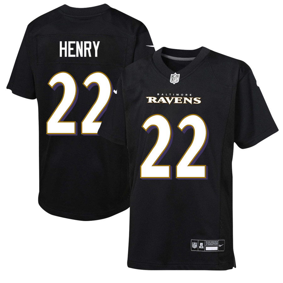 Derrick Henry 22 Baltimore Ravens Game Black NFL Jersey Youth