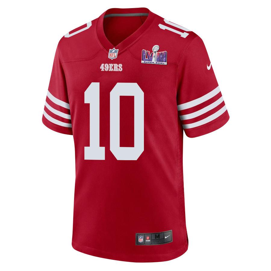 Ronnie Bell 10 San Francisco 49ers Super Bowl LVIII Patch Game Scarlet NFL Jersey Men's