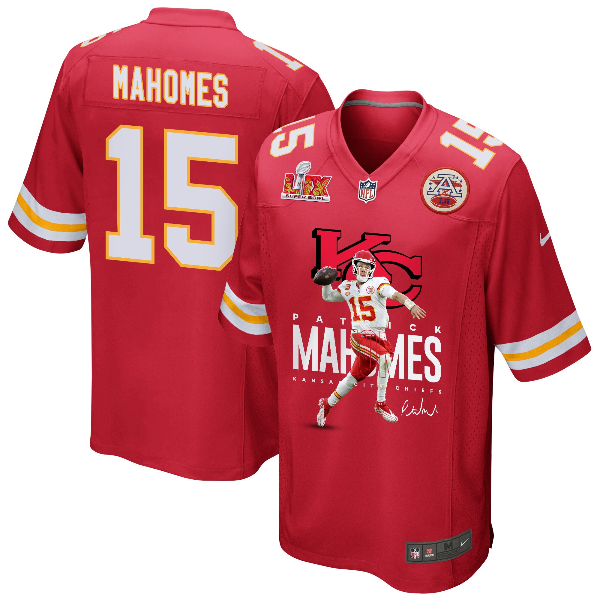 Patrick Mahomes 15 Kansas City Chiefs Magician Game Red NFL Jersey Men's
