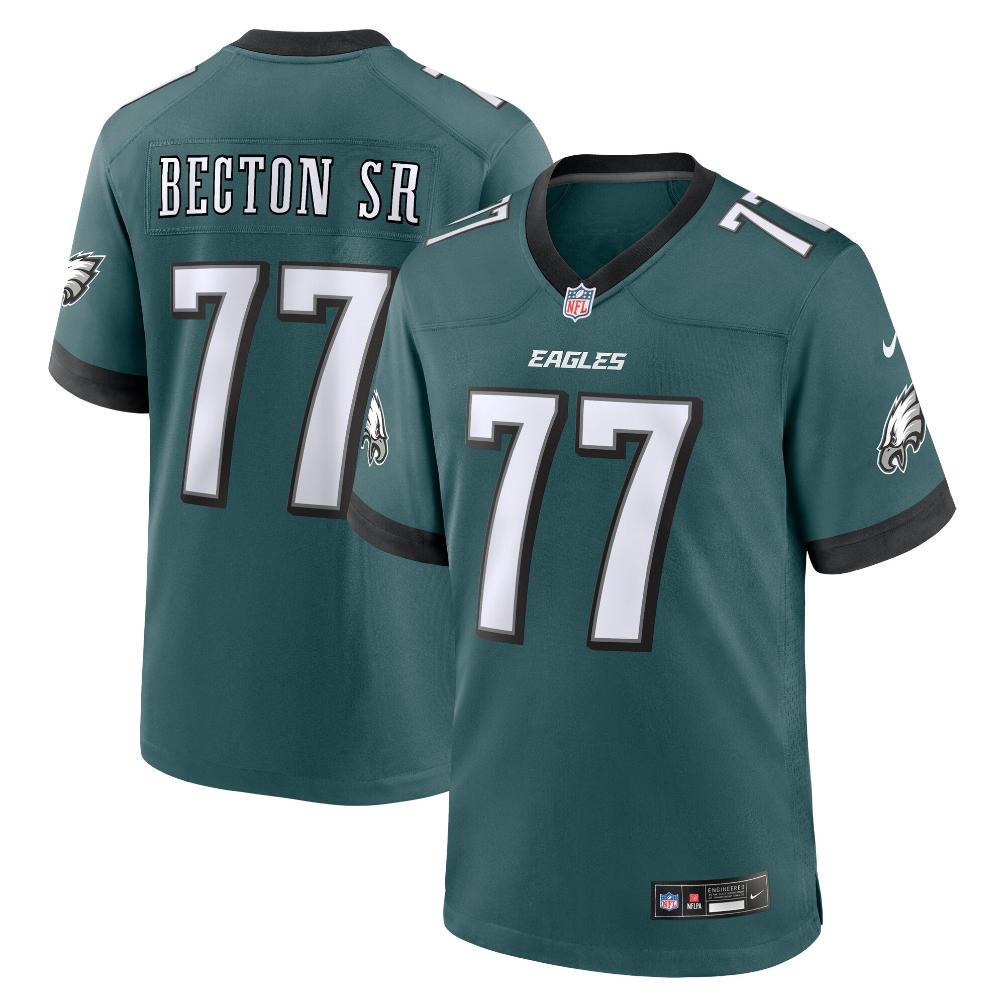Philadelphia Eagles Mekhi Becton Sr. Midnight Green Game NFL Jersey Men's