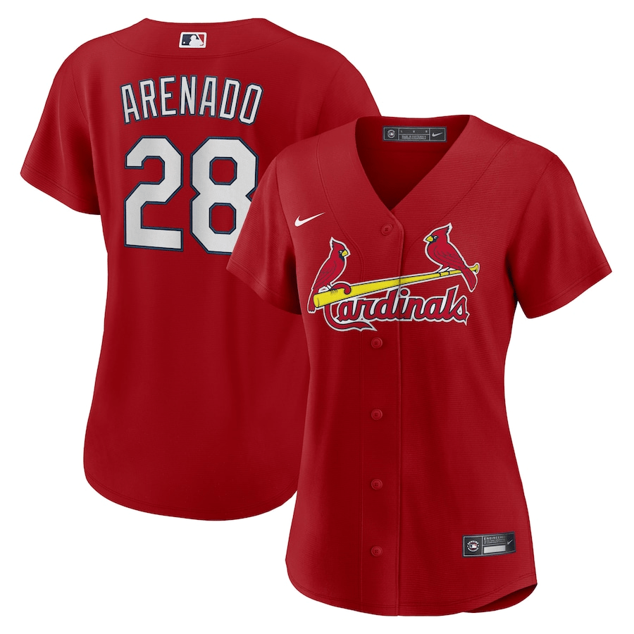 Nolan Arenado 28 St. Louis Cardinals Alternate Red MLB Jersey Women's