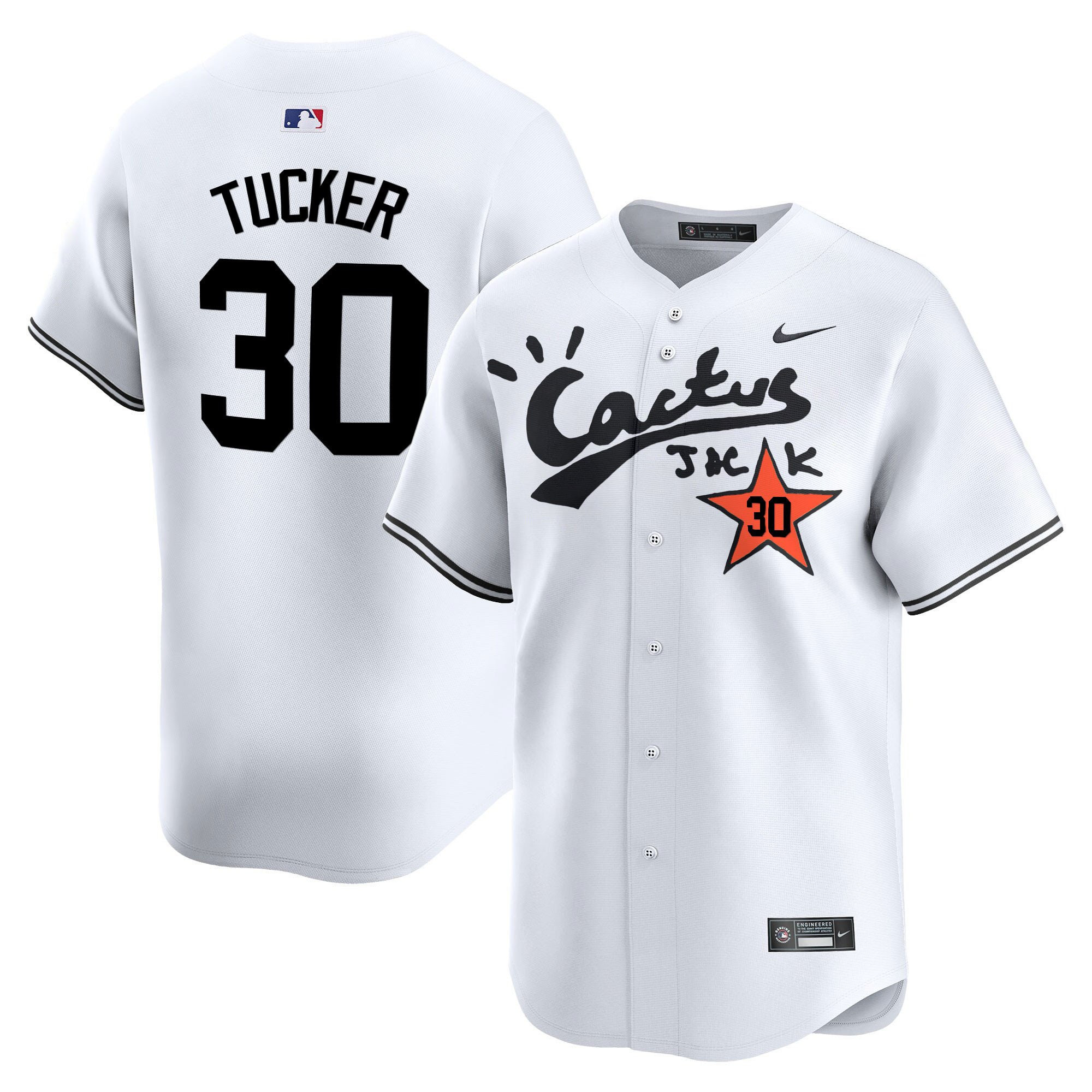 Kyle Tucker 30 Houston Astros Cactus Jack White V2 Men MLB Jersey Men's