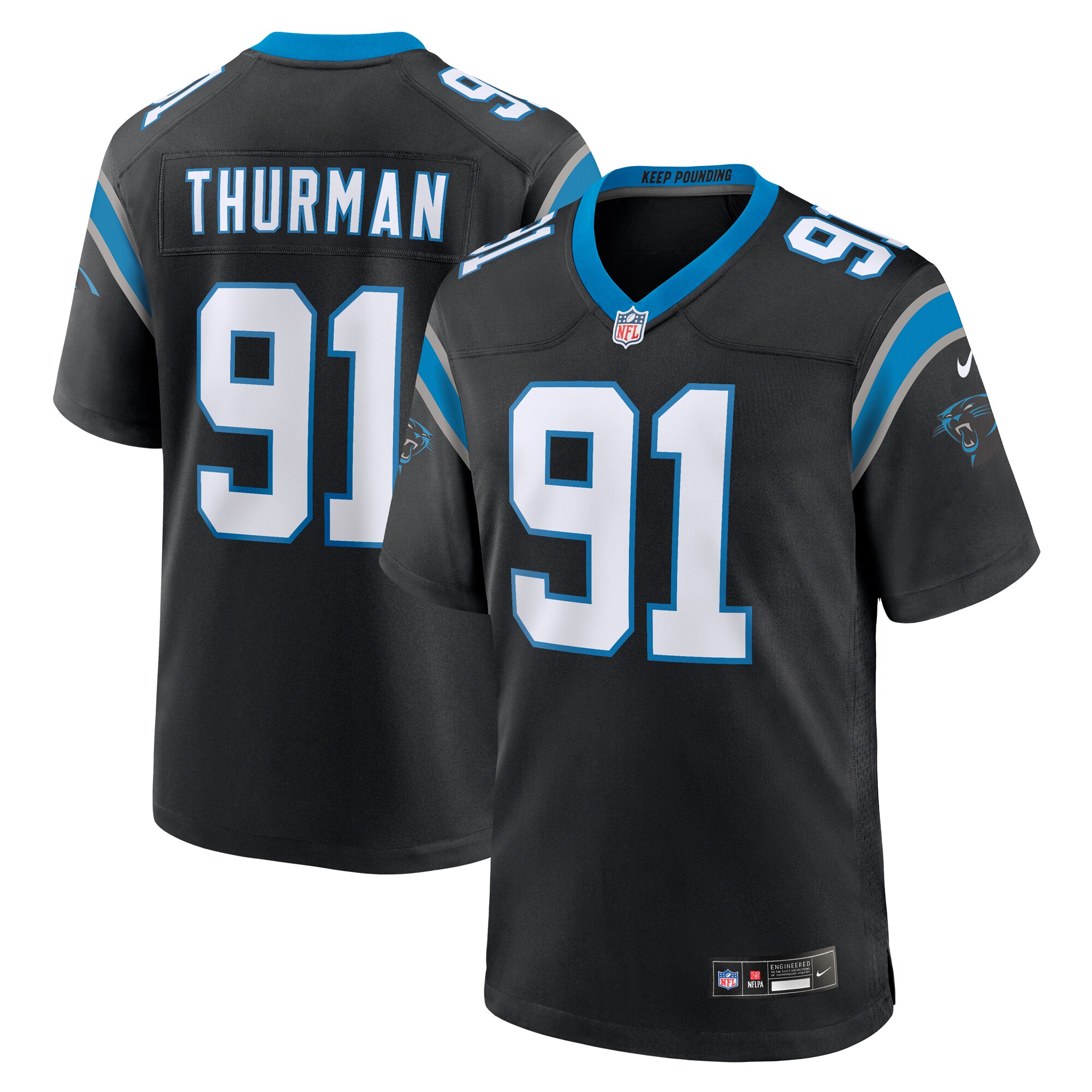 Carolina Panthers Nick Thurman Black Team Game NFL Jersey Men's