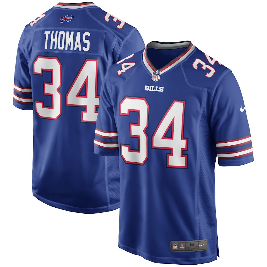 Thurman Thomas 34 Buffalo Bills Game Retired Royal NFL Jersey Men's