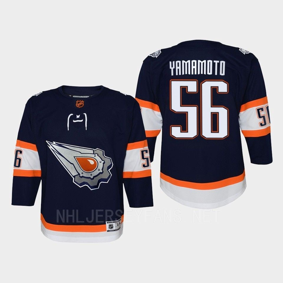 Edmonton Oilers Kailer Yamamoto 56 Special Edition 2.0 Retro Navy NHL Jersey Youth