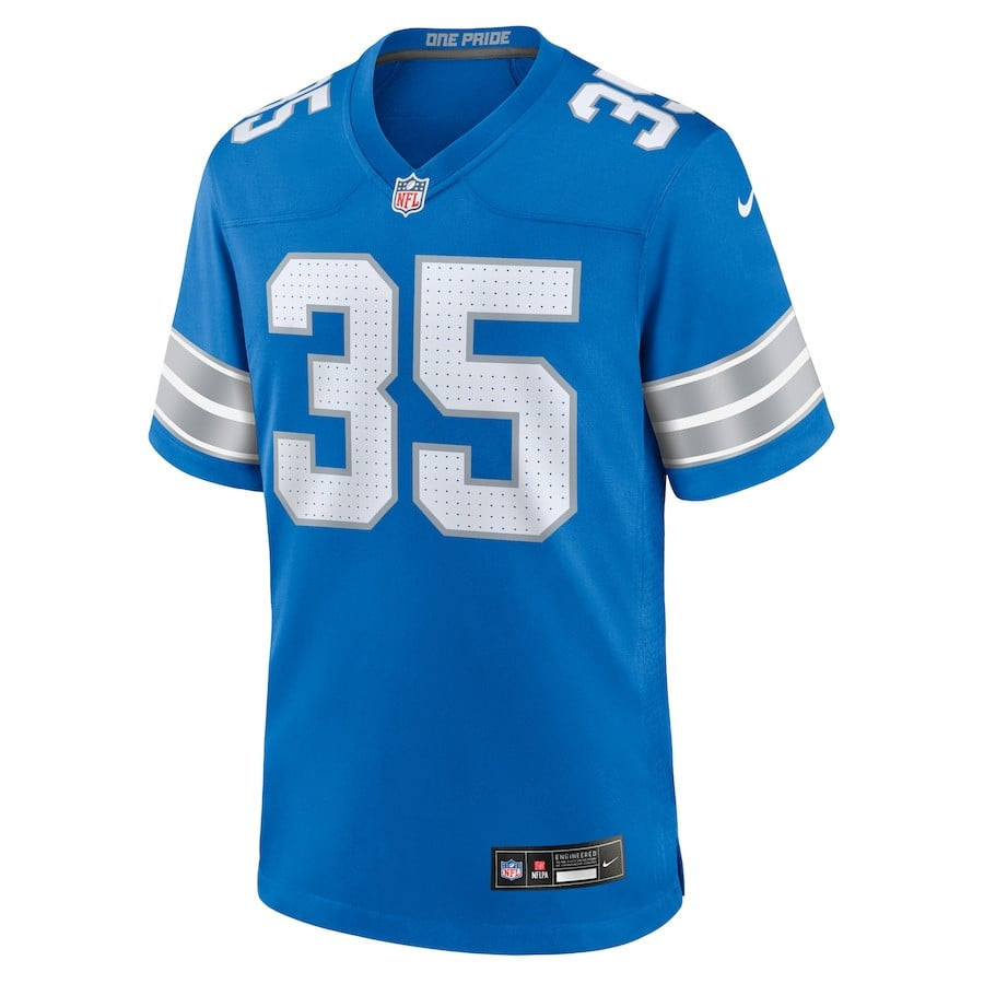 Chelen Garnes 35 Detroit Lions Game Blue NFL Jersey Men's