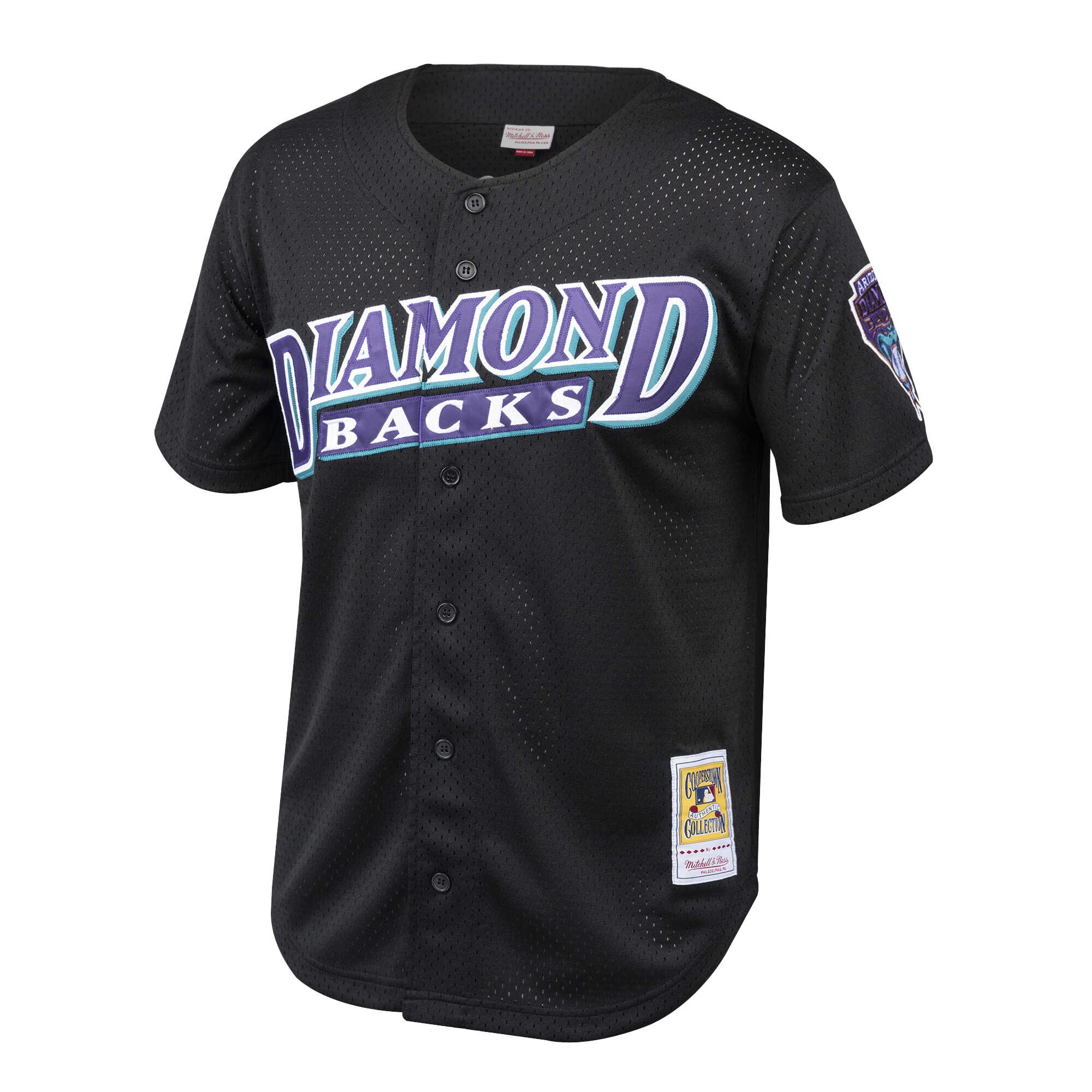 Arizona Diamondbacks Randy Johnson Mitchell Ness Black Cooperstown Collection Mesh Batting Practice Button-Up MLB Jersey Men's