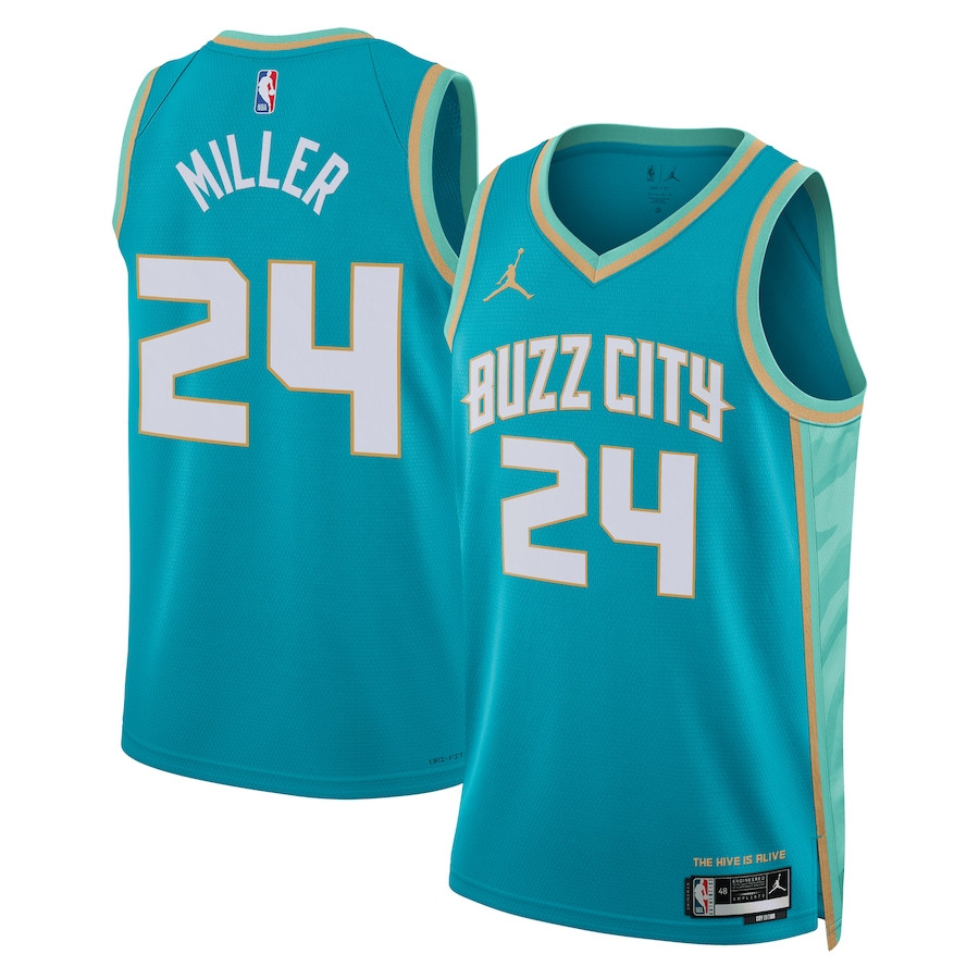 Brandon Miller 24 Charlotte Hornets 2023/24 City Edition Swingman Teal NBA Jersey Men's
