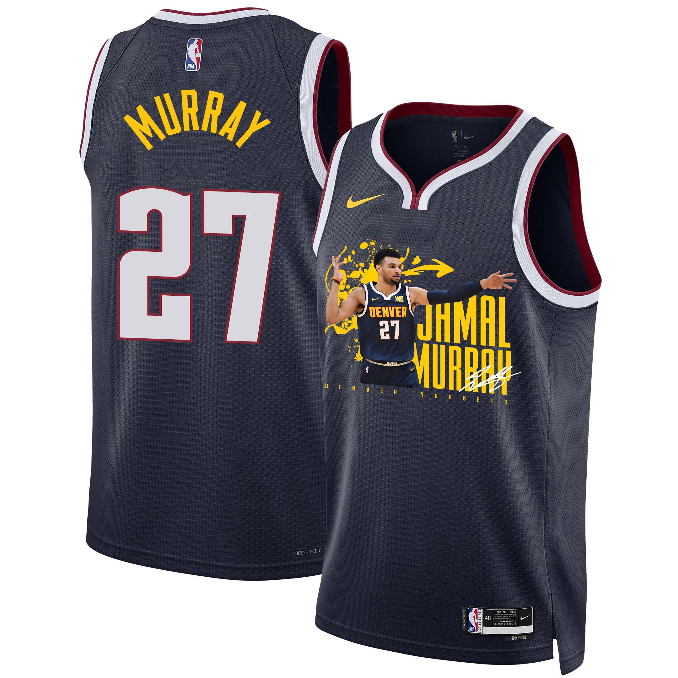 Jamal Murray 27 Denver Nuggets Rising Star 2023 Champions Swingman Black NBA Jersey Men's