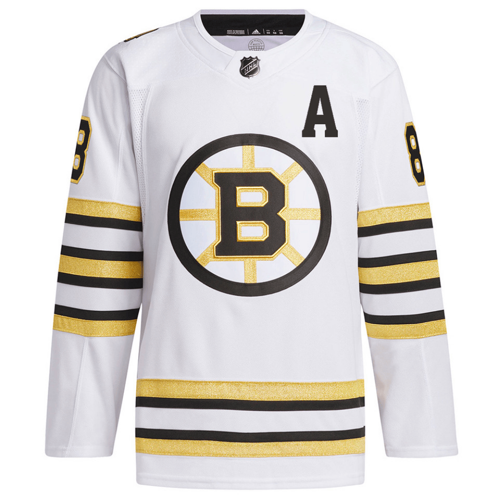 David Pastr??k 88 Boston Bruins 100th Anniversary Primegreen Away White NHL Jersey Men's