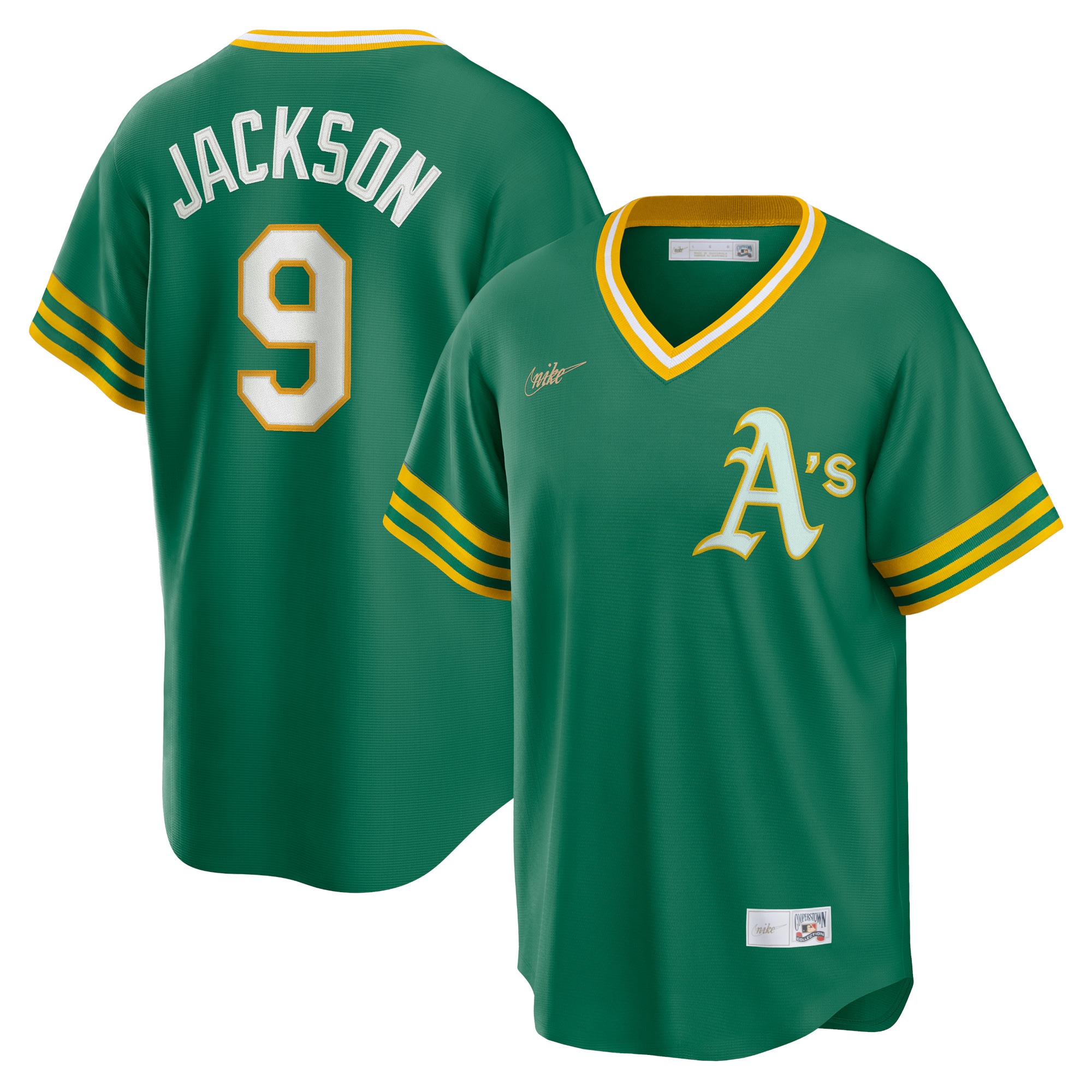 Oakland Athletics Reggie Jackson Kelly Green Road Cooperstown Collection Player MLB Jersey Men's