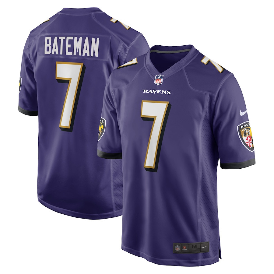 Rashod Bateman 7 Baltimore Ravens Team Game Purple NFL Jersey Men's