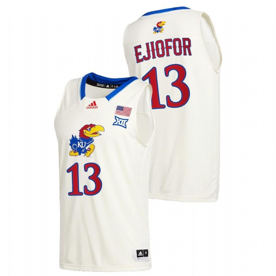Zuby Ejiofor 13 Kansas Jayhawks Cream Class of 2022 NCAA Jersey Men's