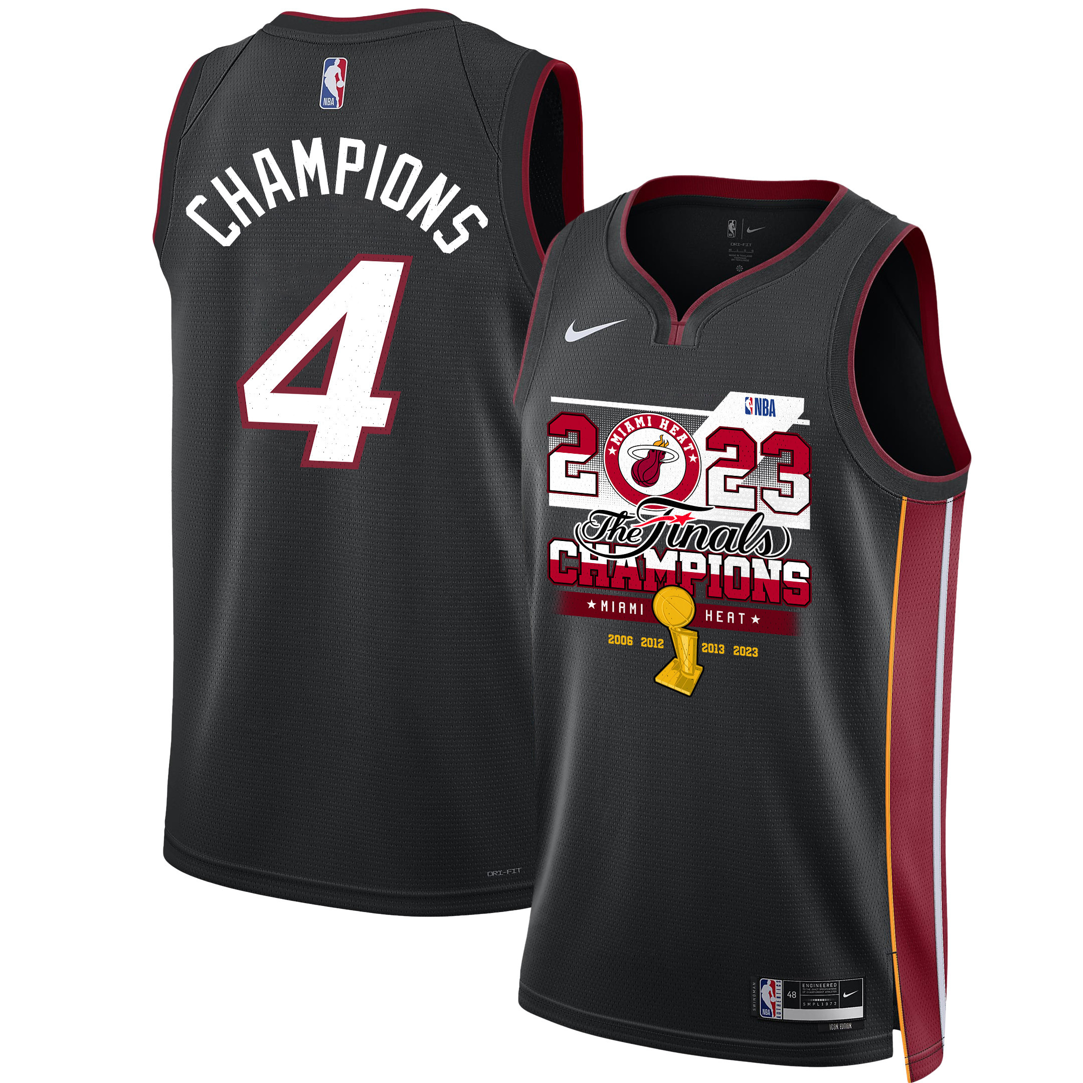 Miami Heat Finals Champions 2023 Swingman Black NBA Jersey Men's