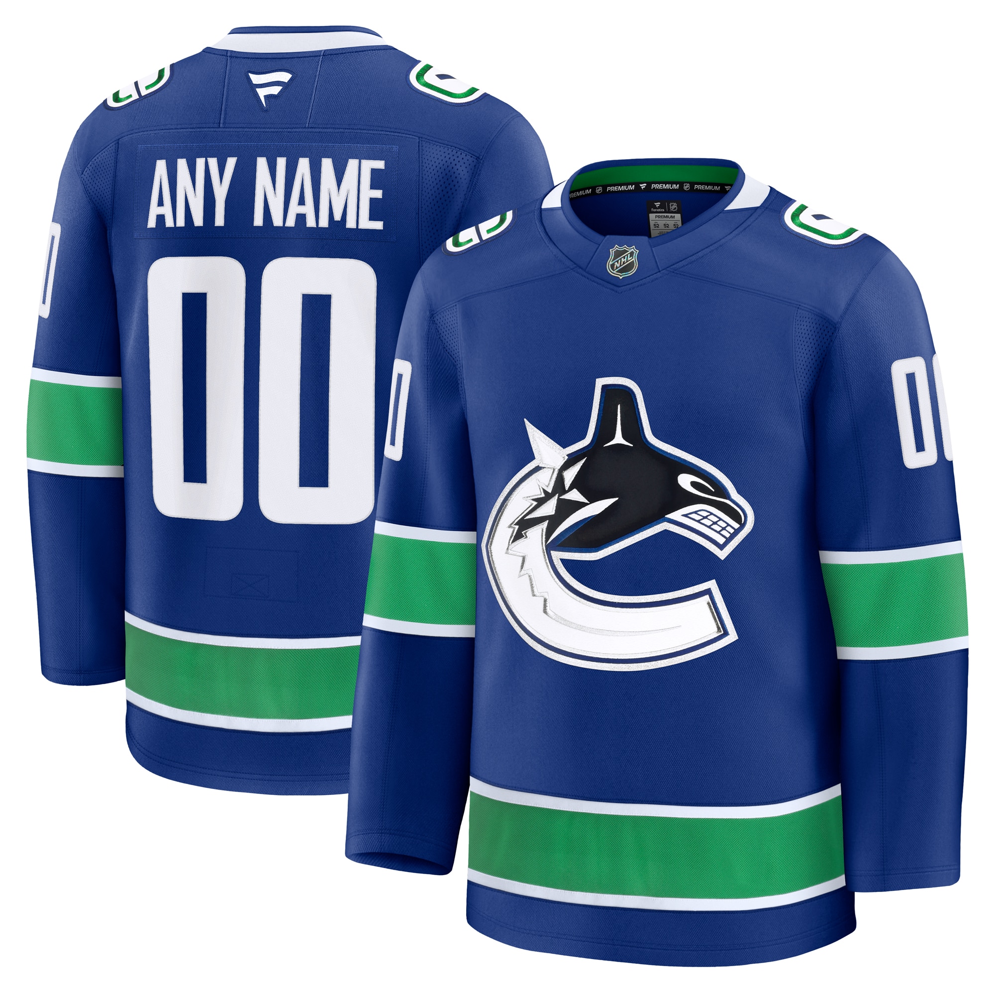 Vancouver Canucks Blue Home Premium Custom NHL Jersey Men's