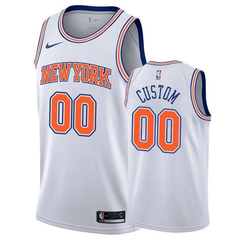 New York Knicks Custom 00 State White NBA Jersey Men's