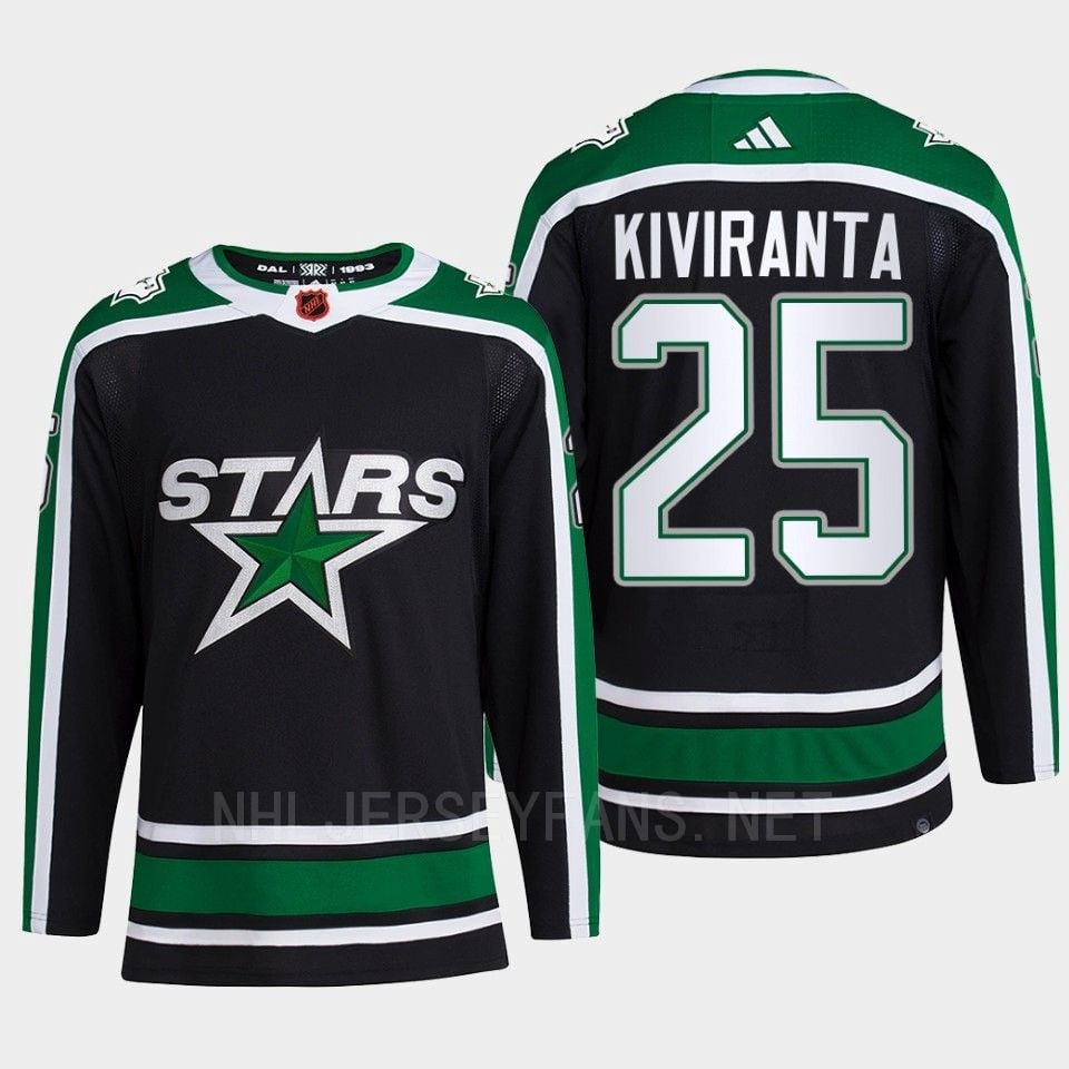 Joel Kiviranta 25 Reverse Retro 2.0 2022 Dallas Stars Black Pro Primegreen NHL Jersey Men's