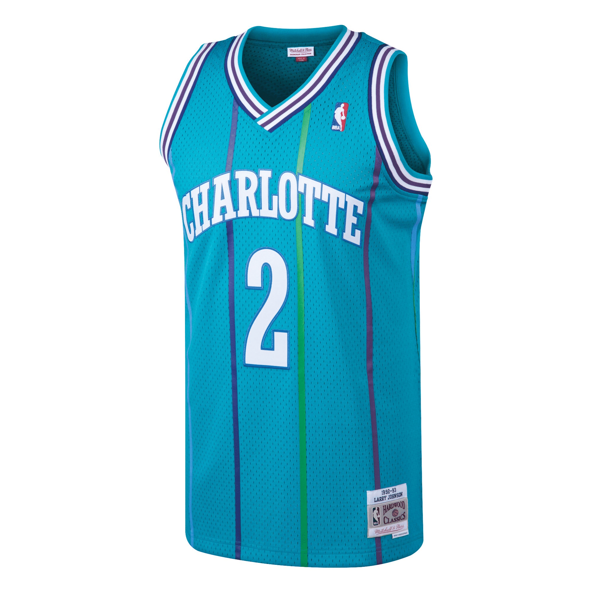 Larry Johnson Charlotte Hornets Mitchell Ness 1992-93 Hardwood Classics Swingman Teal NBA Jersey Men's