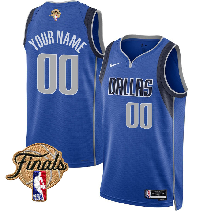 Dallas Mavericks 2024 FINALS PATCH Swingman Custom Icon Edition Blue NBA Jersey Men's