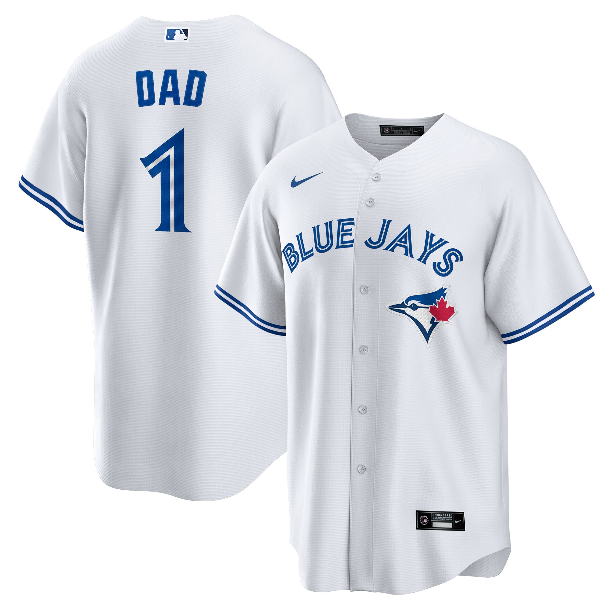 Toronto Blue Jays White #1 Dad Home MLB Jersey Men's