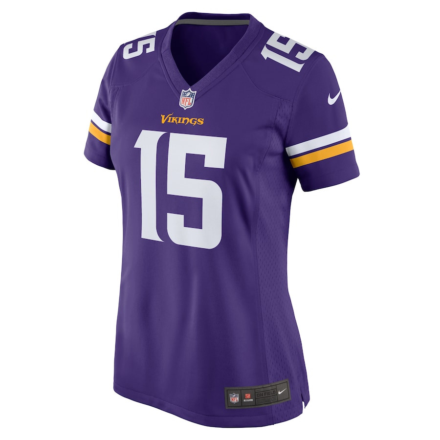 Dallas Turner 15 Minnesota Vikings Game Purple NFL Jersey Women's