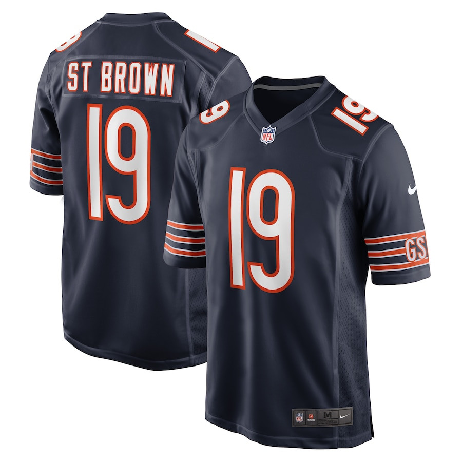 Equanimeous St. Brown 19 Chicago Bears Game Navy NFL Jersey Men's
