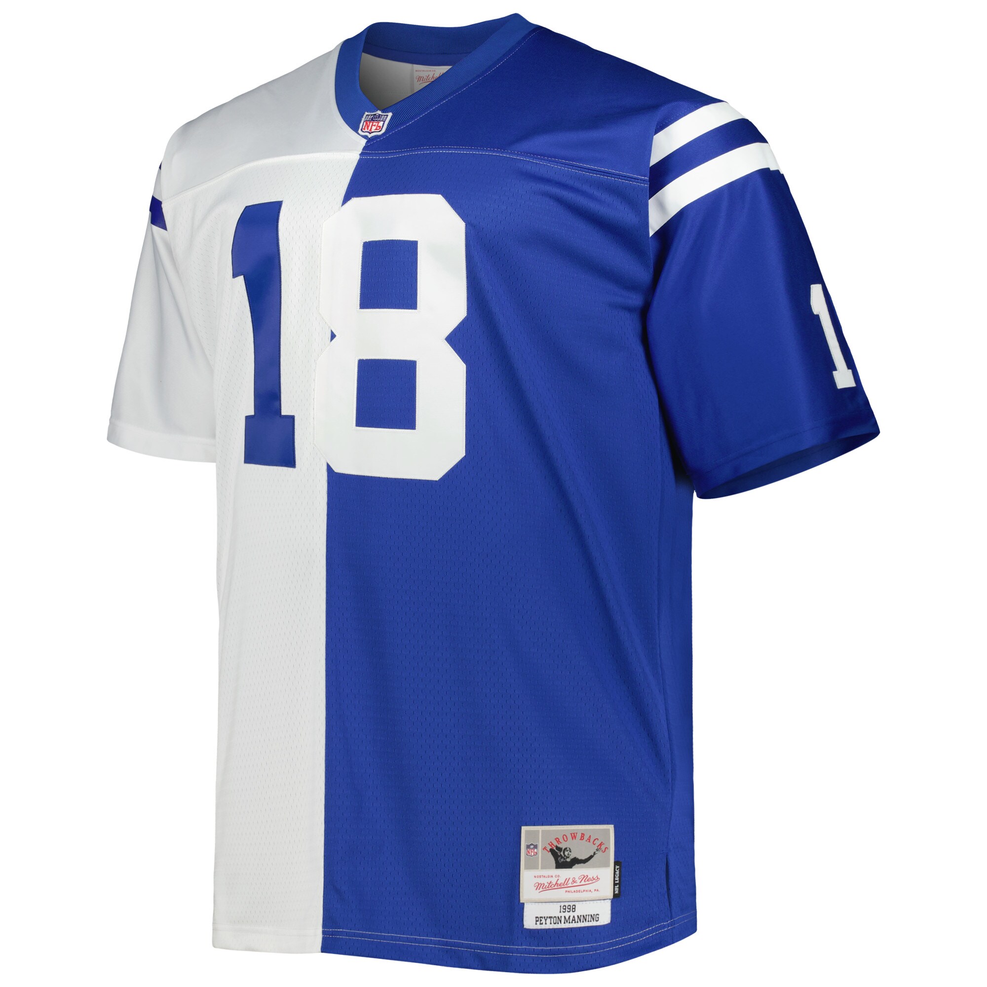 Indianapolis Colts Peyton Manning Mitchell Ness White/Royal Big Tall Split Legacy Retired Player NFL Jersey Men's