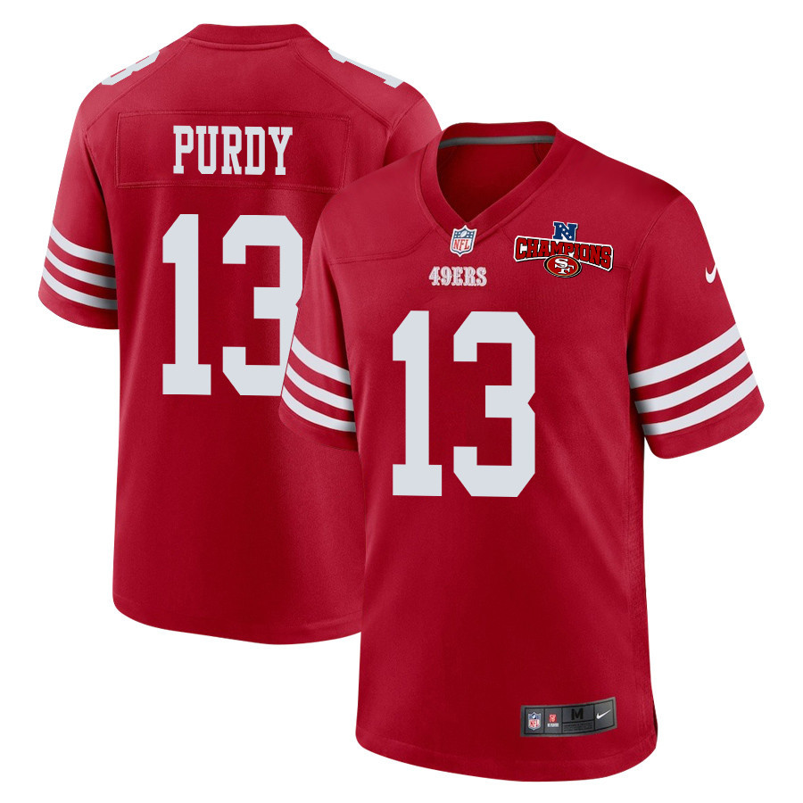 Brock Purdy 13 San Francisco 49ers NFC Champions Patch Game Scarlet NFL Jersey Men's