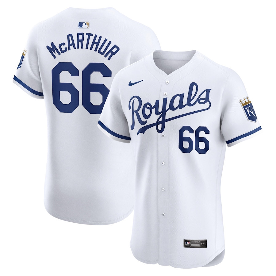 James McArthur 66 Kansas City Royals Home Elite Player White MLB Jersey Men's