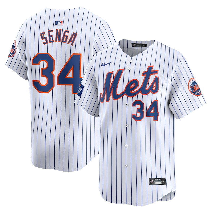 Kodai Senga 34 New York Mets 2024 World Tour London Series Home Limited Player White MLB Jersey Men's