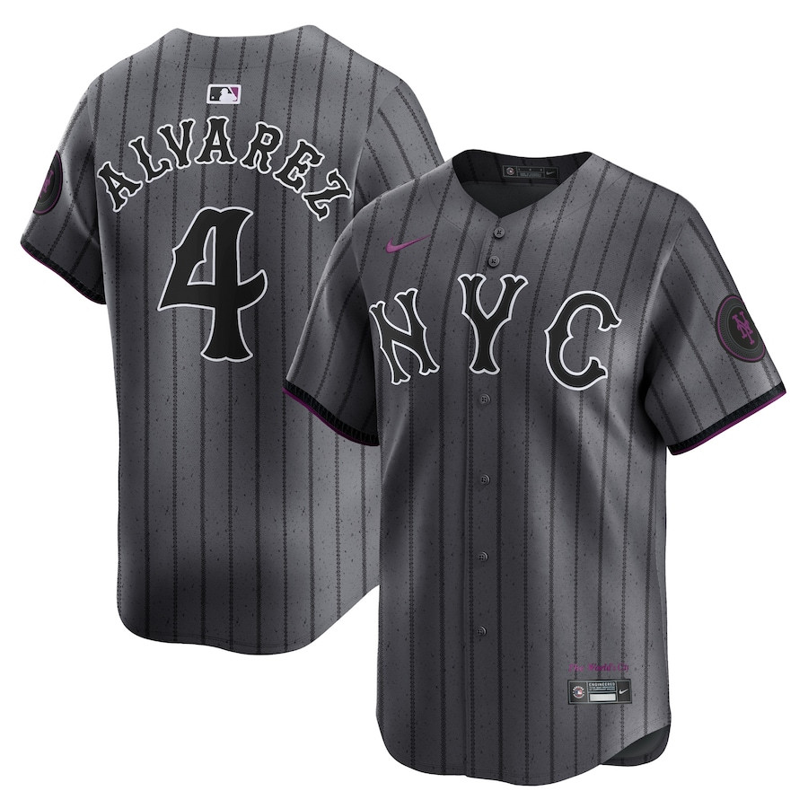 Francisco Alvarez 4 New York Mets 2024 City Connect Limited Player Graphite MLB Jersey Men's