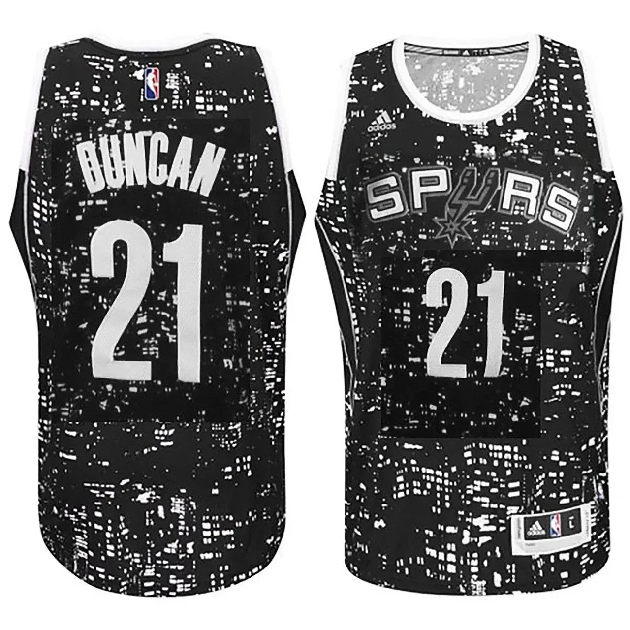 San Antonio Spurs 21 Tim Duncan City Lights Black Swingman NBA Jersey Men's