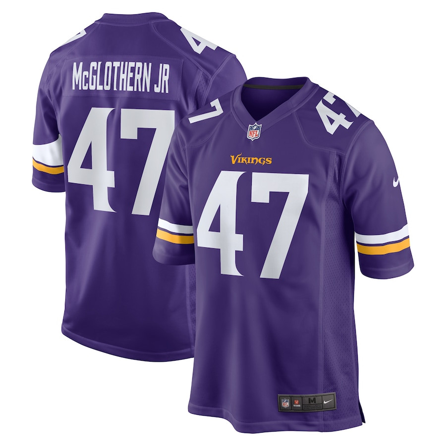 Dwight McGlothern Jr. 47 Minnesota Vikings Game Purple NFL Jersey Men's