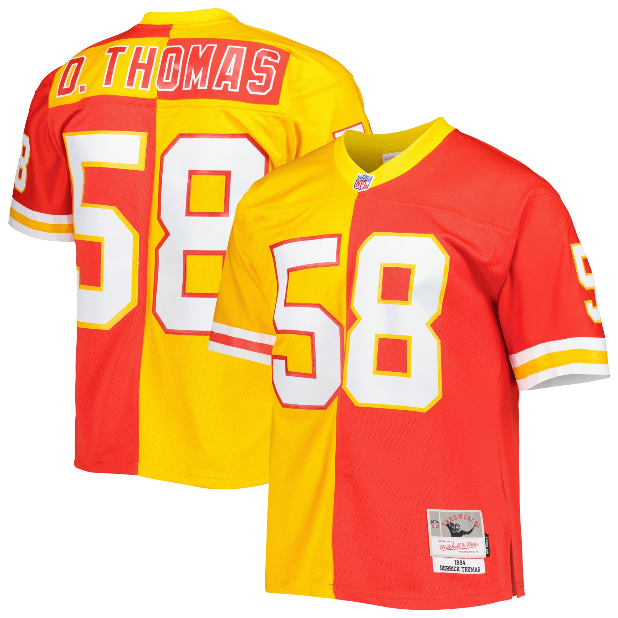 Kansas City Chiefs Derrick Thomas Mitchell Ness Red/Gold 1994 Split Legacy NFL Jersey Men's