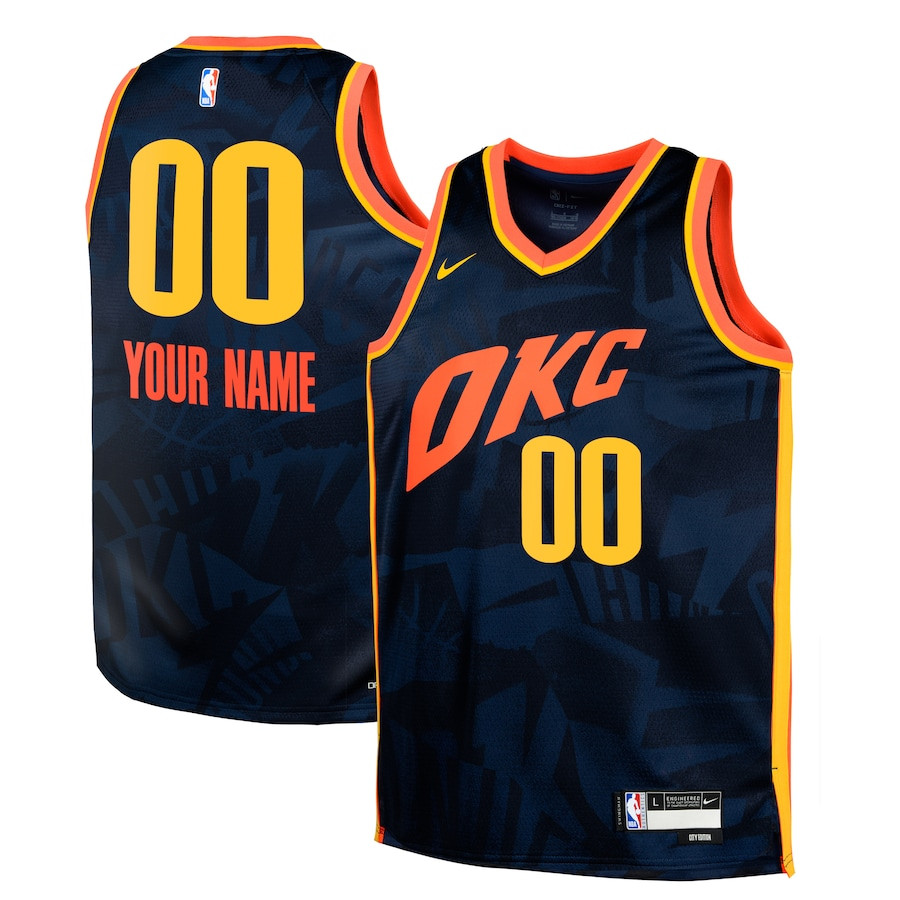 Oklahoma City Thunder 2023/24 City Edition Swingman Custom Navy NBA Jersey Youth