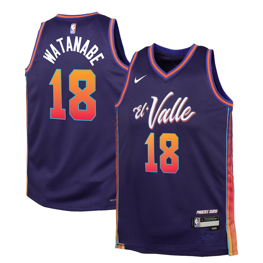 Yuta Watanabe 18 Phoenix Suns 2023/24 City Edition Swingma Purple NBA Jersey Youth