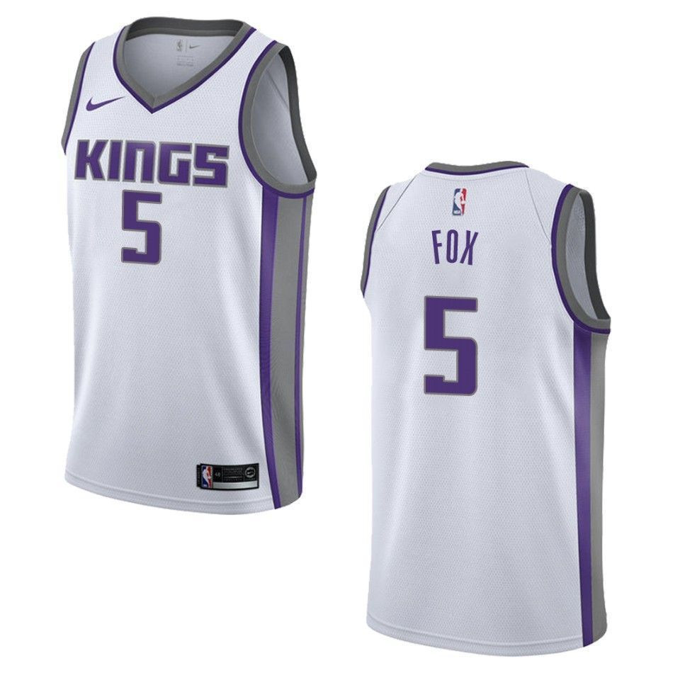 Sacramento Kings 5 De'aaron Fox Association Swingman White NBA Jersey Men's